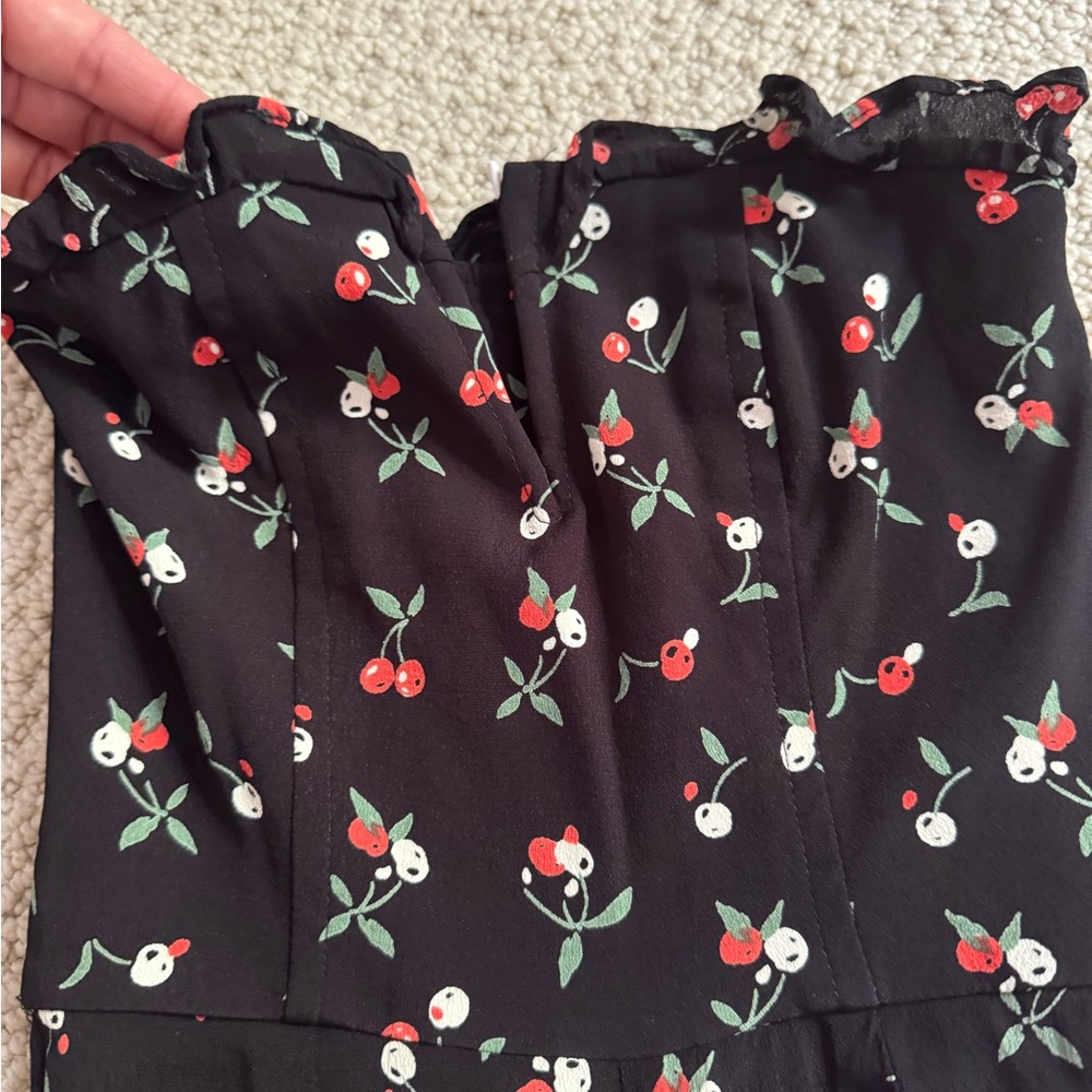 Flynn Skye Black Strapless Top with Cherry Print